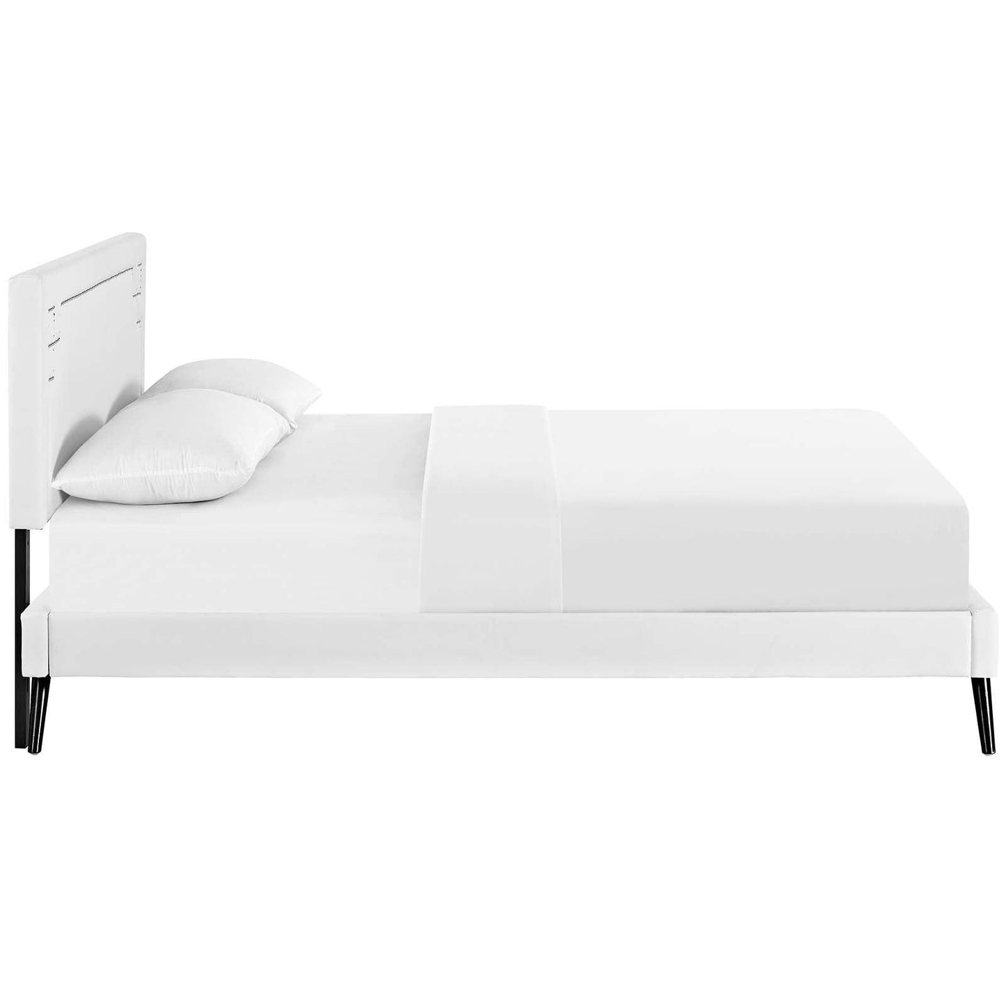 Modway Ruthie Queen Vinyl Platform Bed with Round Splayed Legs FredCo