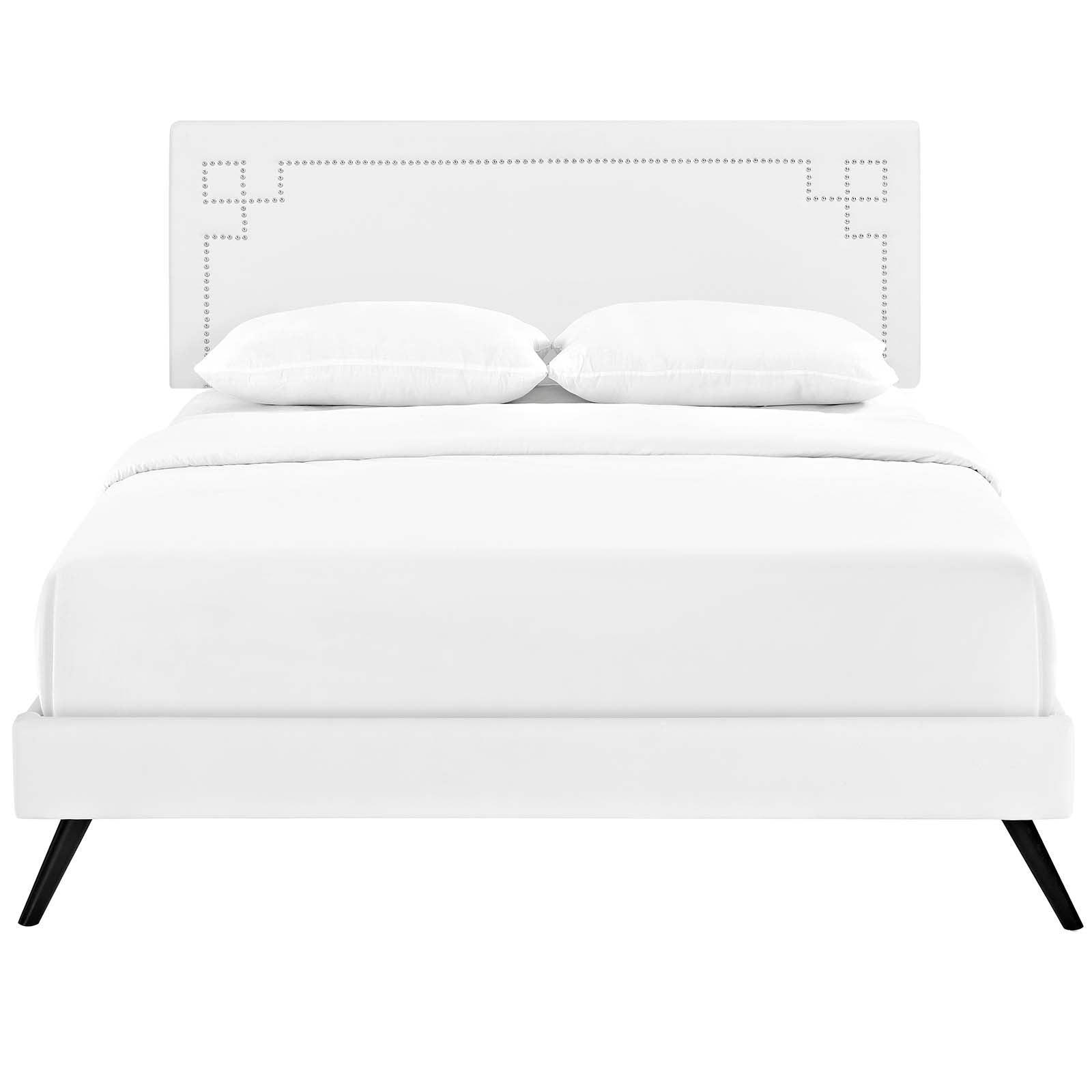 Modway Ruthie Queen Vinyl Platform Bed with Round Splayed Legs FredCo