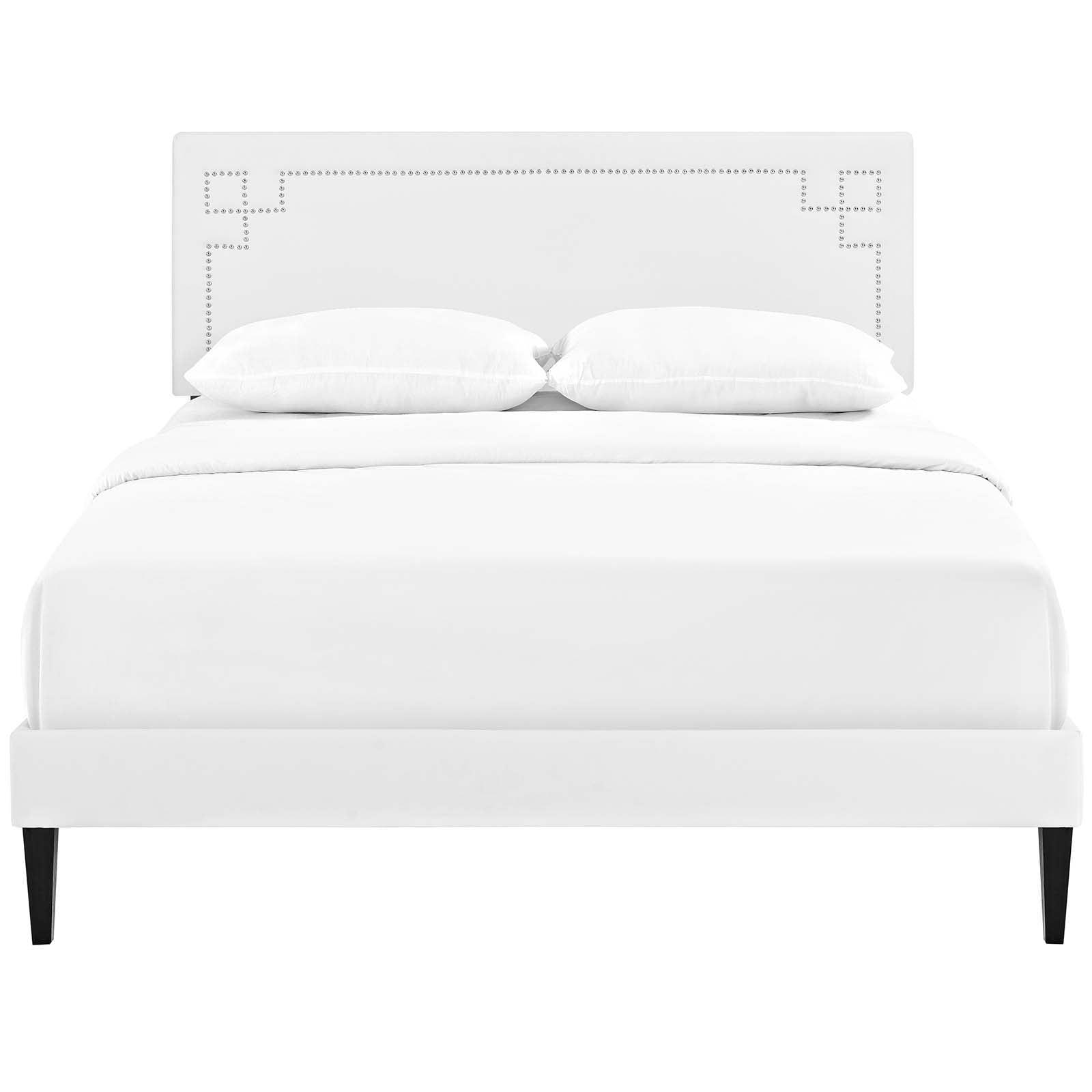 Modway Ruthie Queen Vinyl Platform Bed with Squared Tapered Legs FredCo