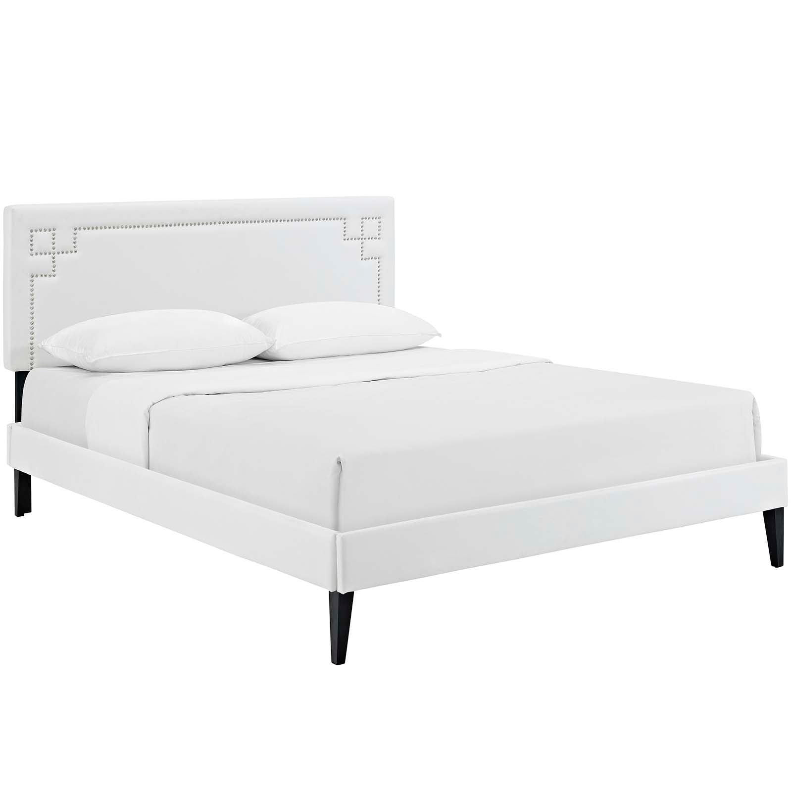 Modway Ruthie Queen Vinyl Platform Bed with Squared Tapered Legs FredCo