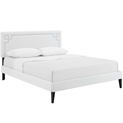 Modway Ruthie Queen Vinyl Platform Bed with Squared Tapered Legs FredCo
