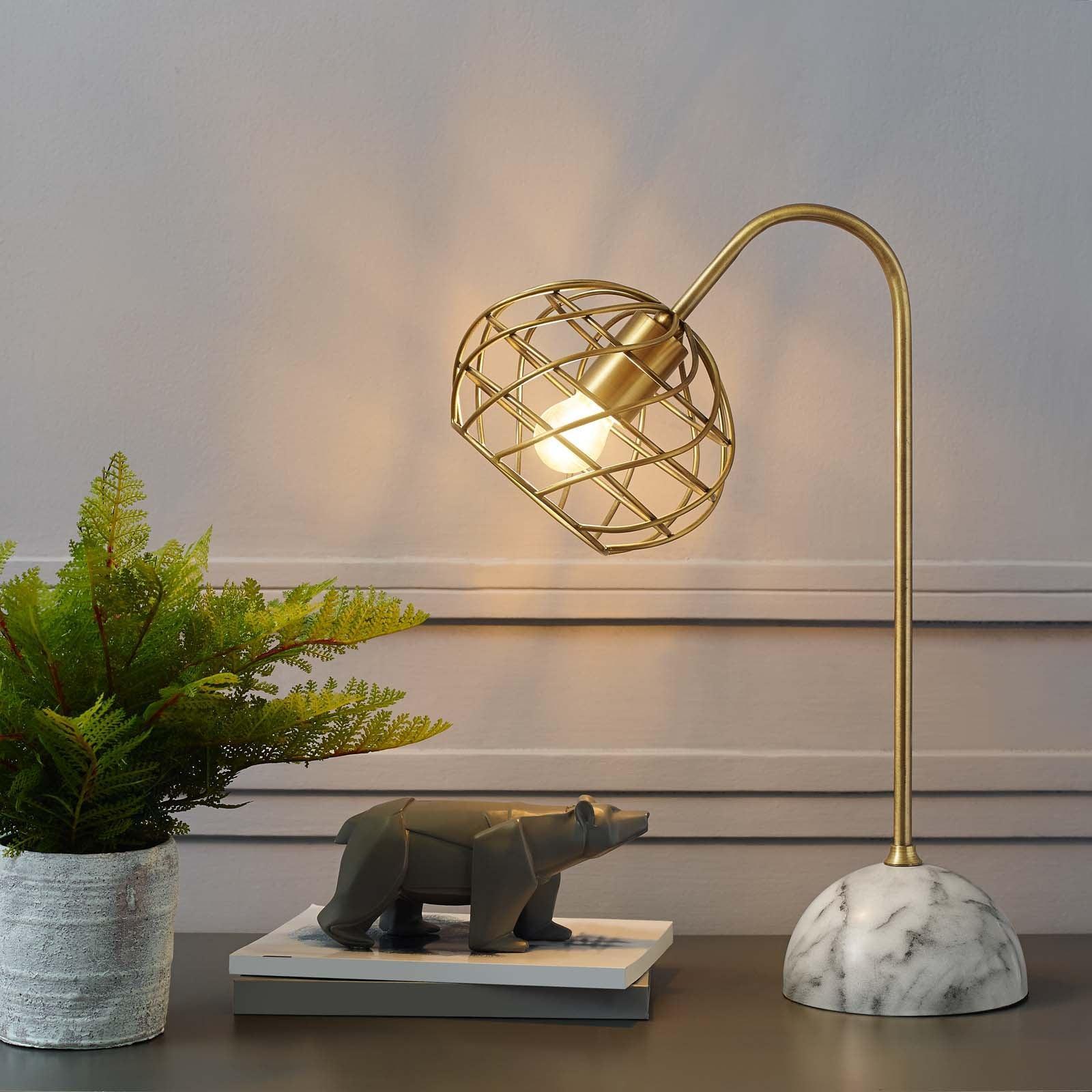Modway Salient Brass and Faux White Marble Table Lamp FredCo