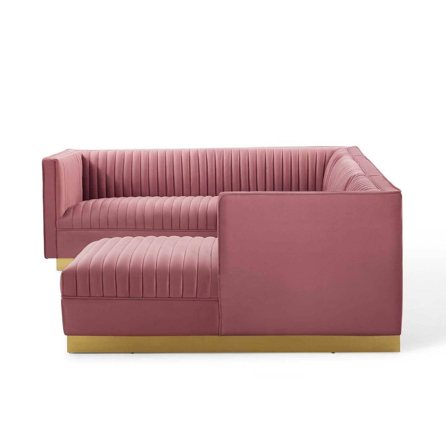 Modway Sanguine 3 Piece Performance Velvet Sectional Sofa Set FredCo