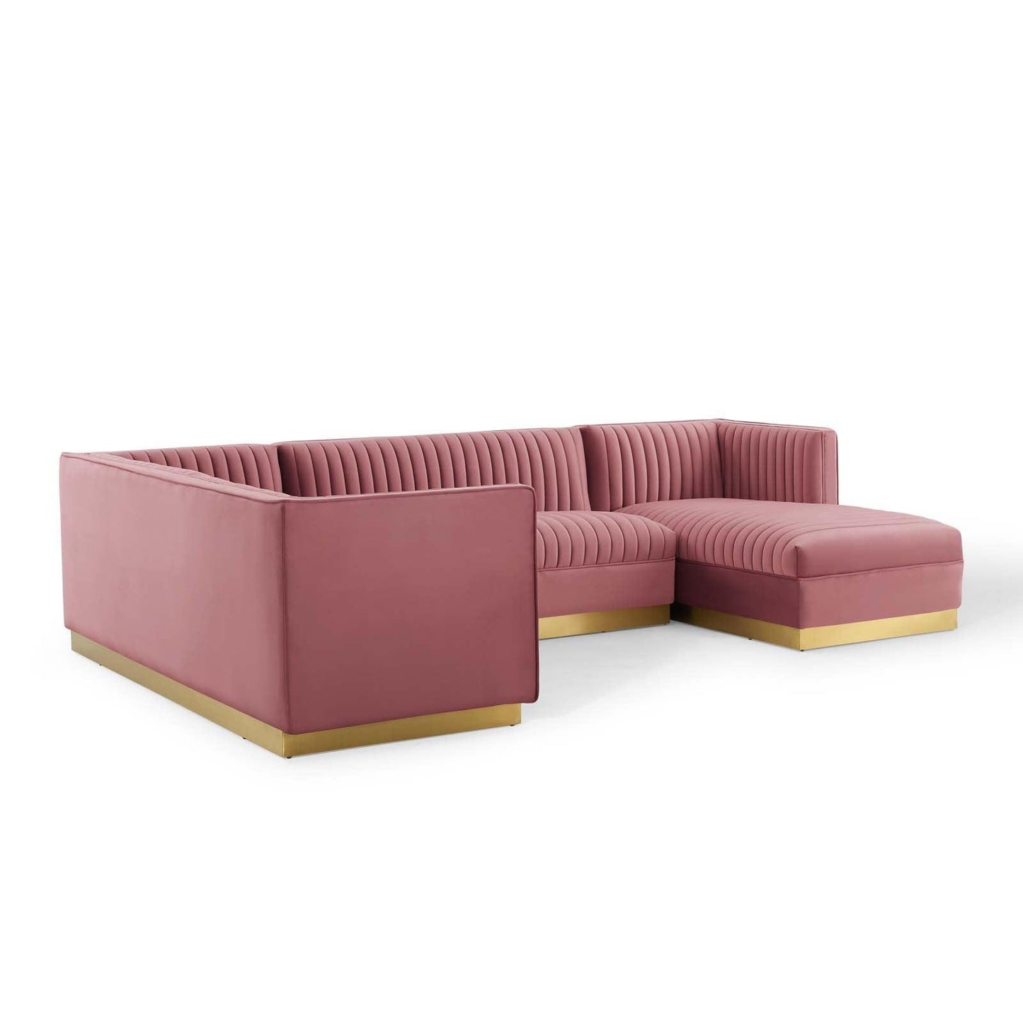Modway Sanguine 3 Piece Performance Velvet Sectional Sofa Set FredCo
