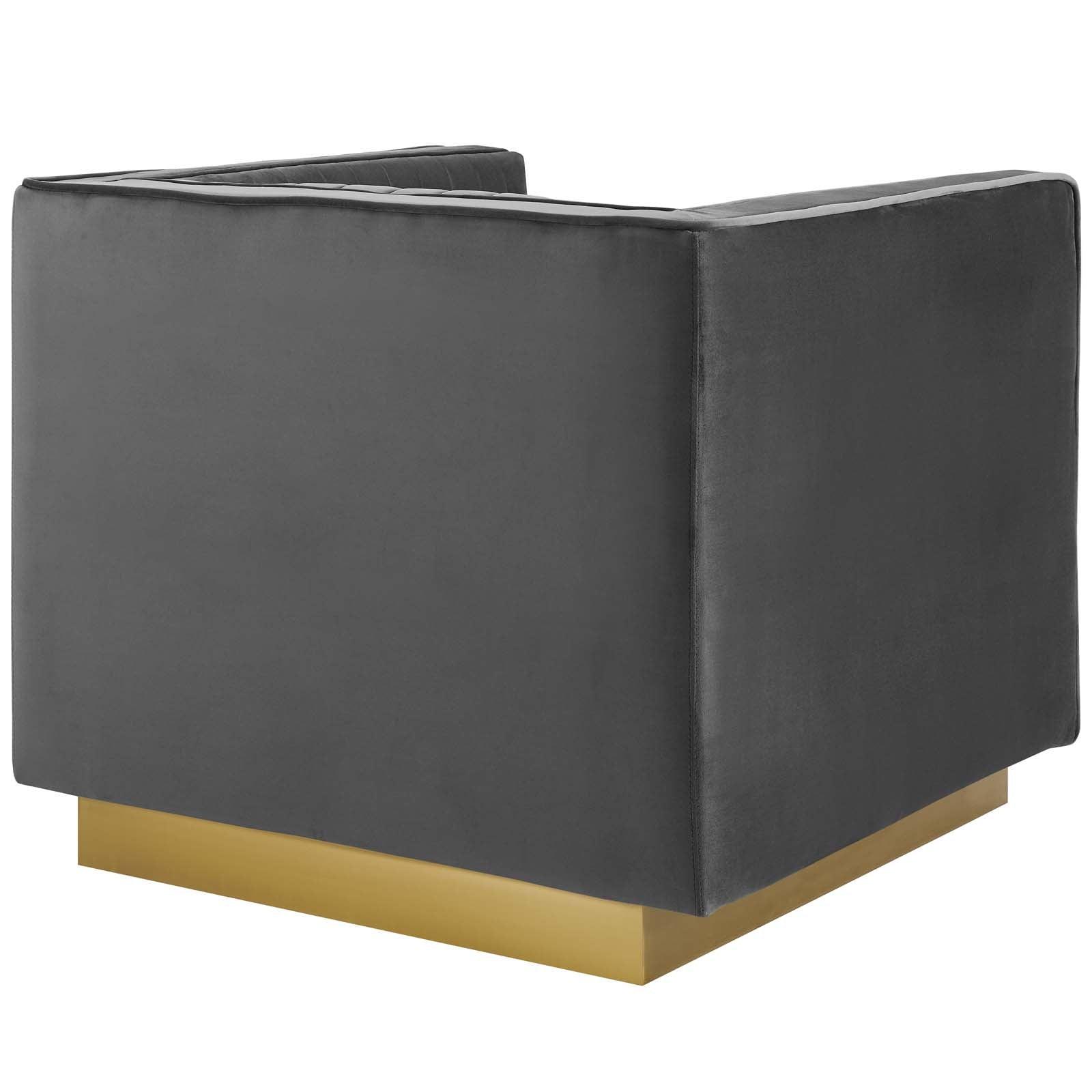 Modway Sanguine 3 Piece Vertical Channel Tufted Upholstered Performance Velvet Set FredCo