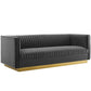 Modway Sanguine 3 Piece Vertical Channel Tufted Upholstered Performance Velvet Set FredCo