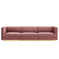 Modway Sanguine Channel Tufted Performance Velvet 3-Seat Modular Sectional Sofa FredCo