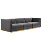 Modway Sanguine Channel Tufted Performance Velvet 3-Seat Modular Sectional Sofa FredCo