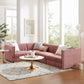 Modway Sanguine Channel Tufted Performance Velvet 4-Piece Left-Facing Modular Sectional Sofa FredCo