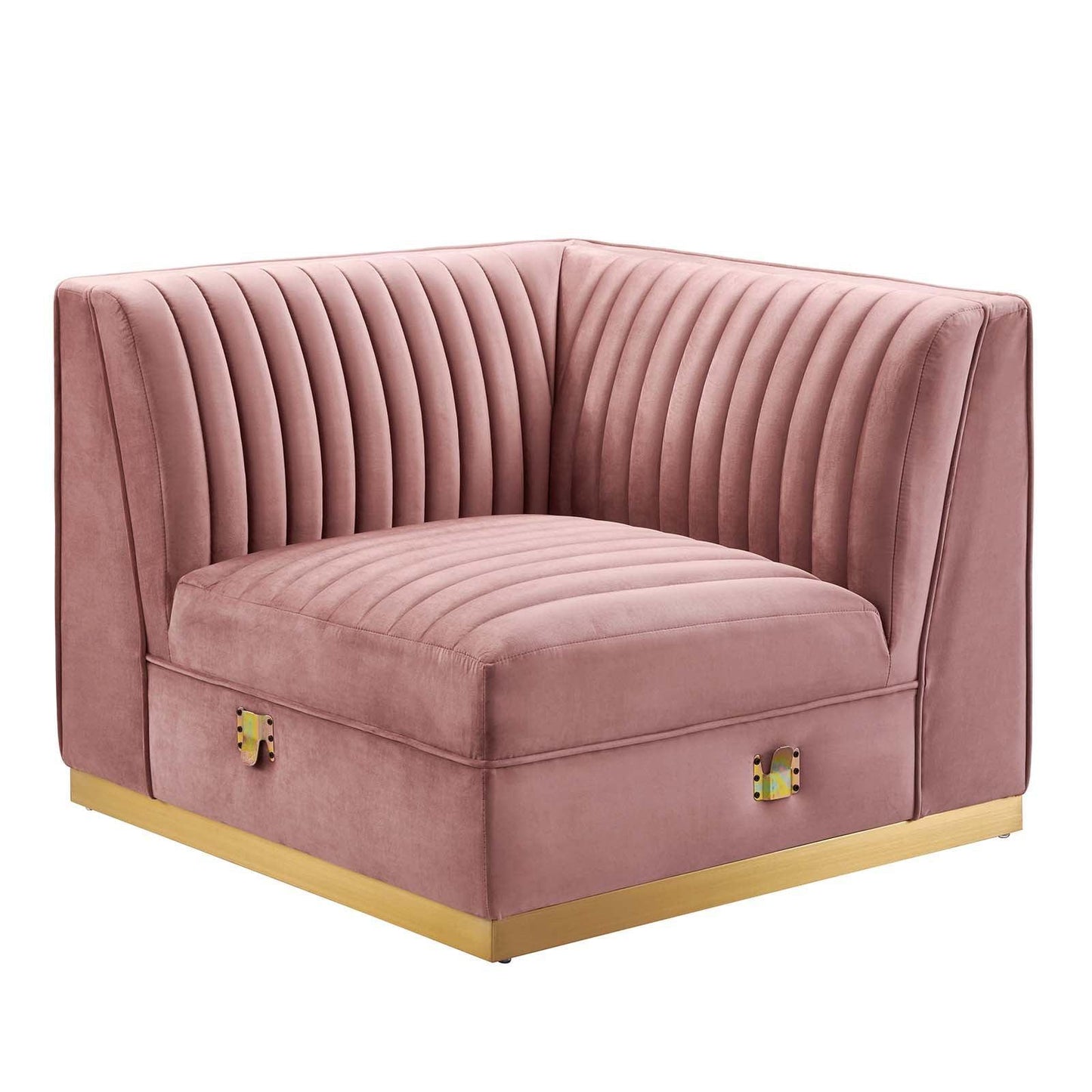 Modway Sanguine Channel Tufted Performance Velvet 4-Piece Left-Facing Modular Sectional Sofa FredCo