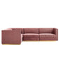 Modway Sanguine Channel Tufted Performance Velvet 4-Piece Left-Facing Modular Sectional Sofa FredCo