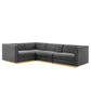 Modway Sanguine Channel Tufted Performance Velvet 4-Piece Left-Facing Modular Sectional Sofa FredCo