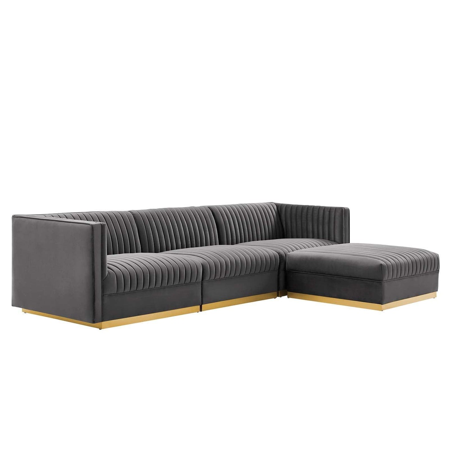 Modway Sanguine Channel Tufted Performance Velvet 4-Piece Modular Sectional Sofa FredCo