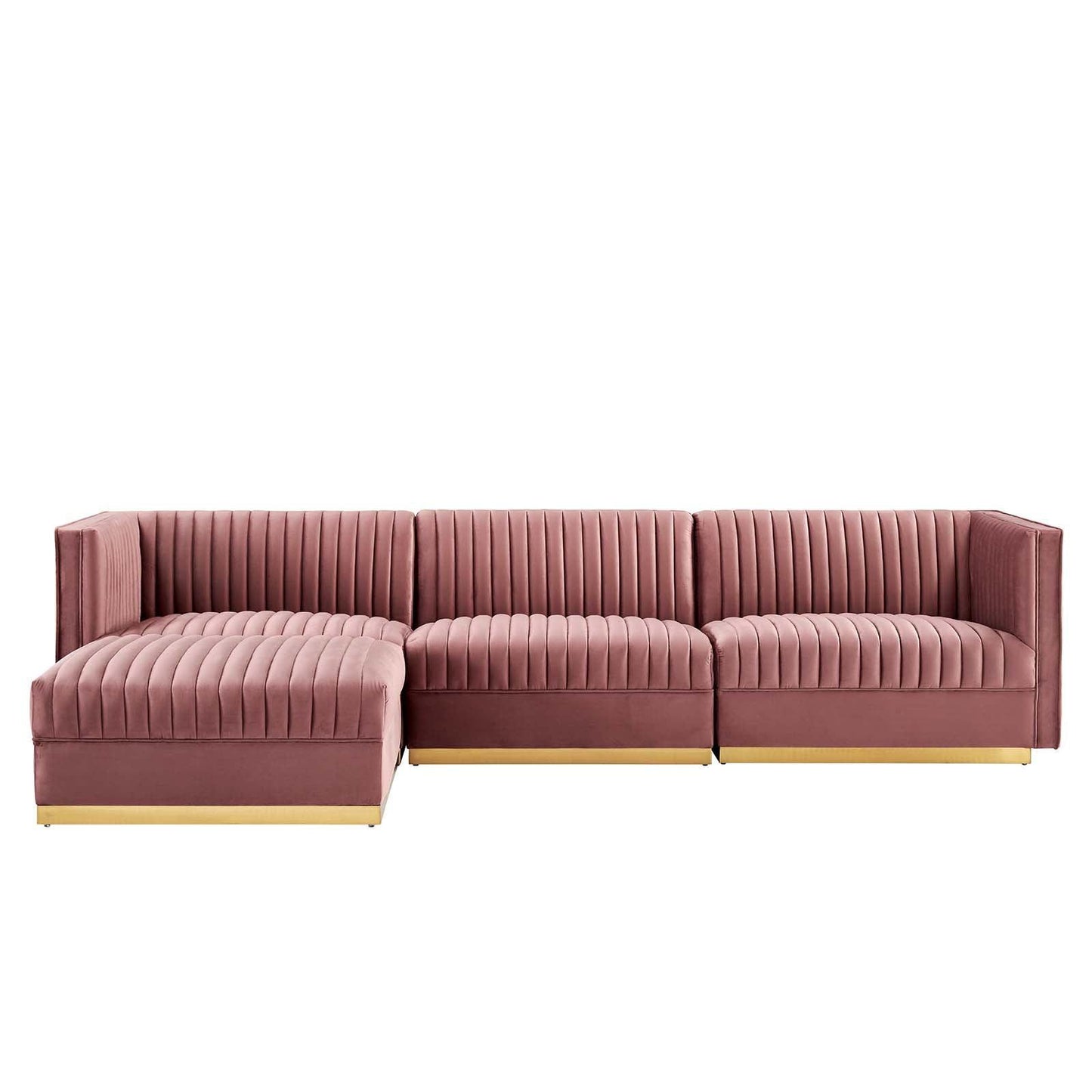 Modway Sanguine Channel Tufted Performance Velvet 4-Piece Modular Sectional Sofa FredCo