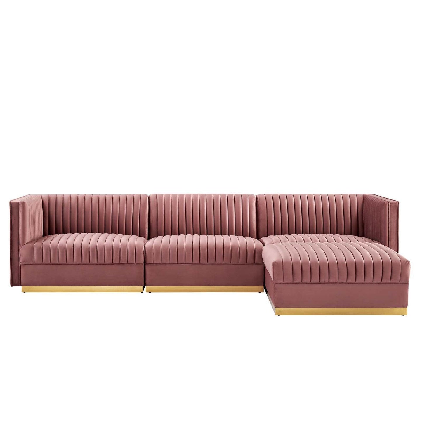 Modway Sanguine Channel Tufted Performance Velvet 4-Piece Modular Sectional Sofa FredCo