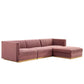 Modway Sanguine Channel Tufted Performance Velvet 4-Piece Modular Sectional Sofa FredCo