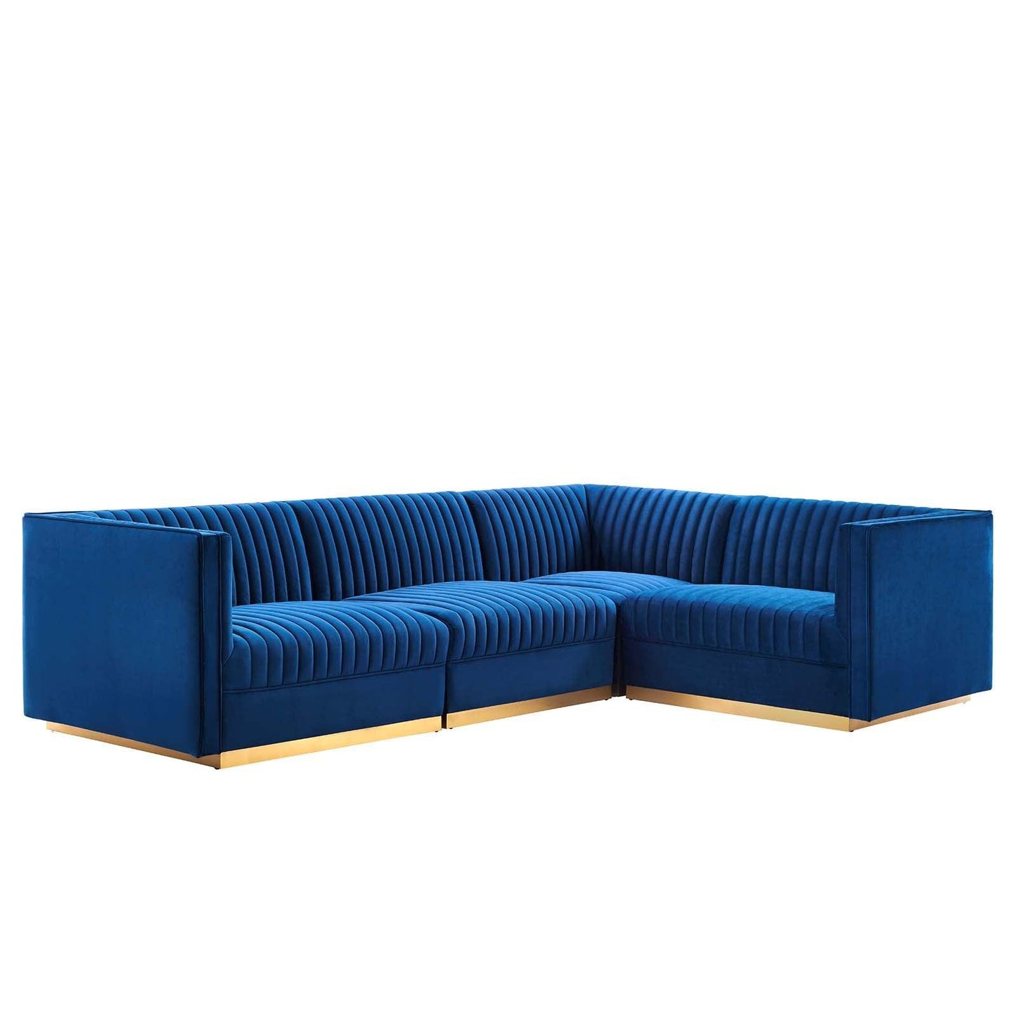 Modway Sanguine Channel Tufted Performance Velvet 4-Piece Right-Facing Modular Sectional Sofa FredCo