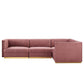Modway Sanguine Channel Tufted Performance Velvet 4-Piece Right-Facing Modular Sectional Sofa FredCo