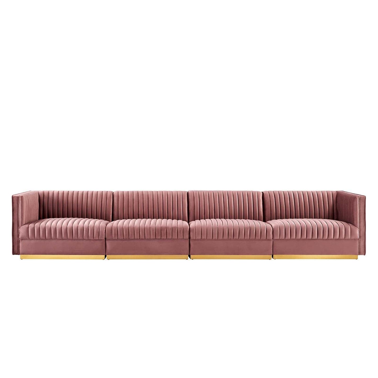 Modway Sanguine Channel Tufted Performance Velvet 4-Seat Modular Sectional Sofa FredCo