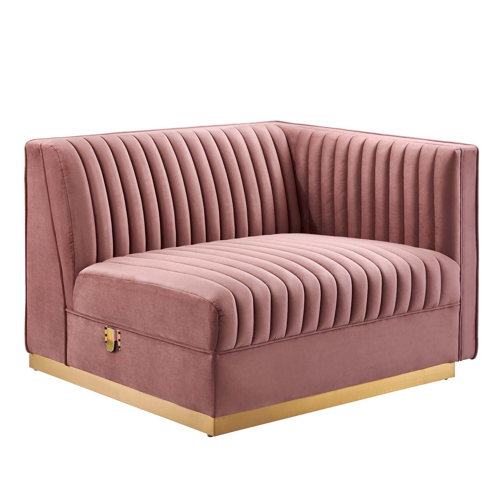 Modway Sanguine Channel Tufted Performance Velvet 4-Seat Modular Sectional Sofa FredCo