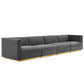 Modway Sanguine Channel Tufted Performance Velvet 4-Seat Modular Sectional Sofa FredCo