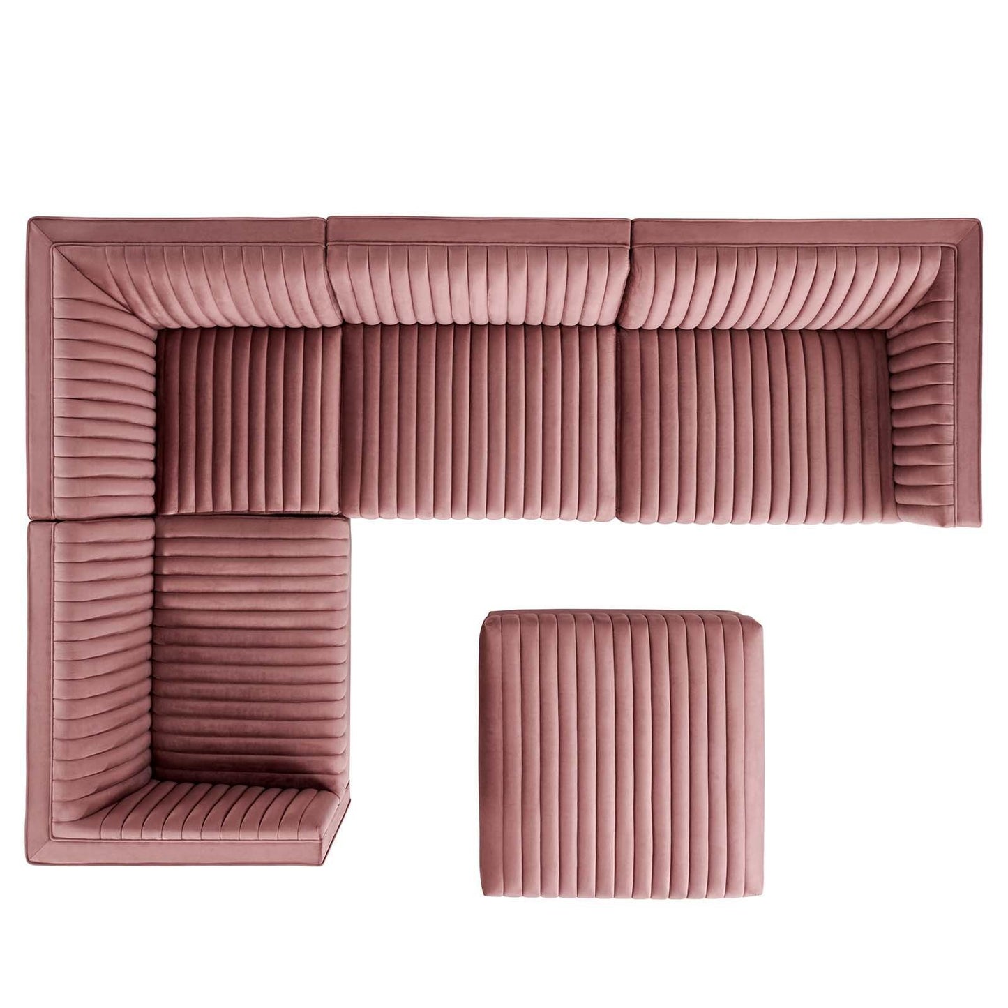 Modway Sanguine Channel Tufted Performance Velvet 5-Piece Left-Facing Modular Sectional Sofa FredCo