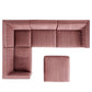 Modway Sanguine Channel Tufted Performance Velvet 5-Piece Left-Facing Modular Sectional Sofa FredCo