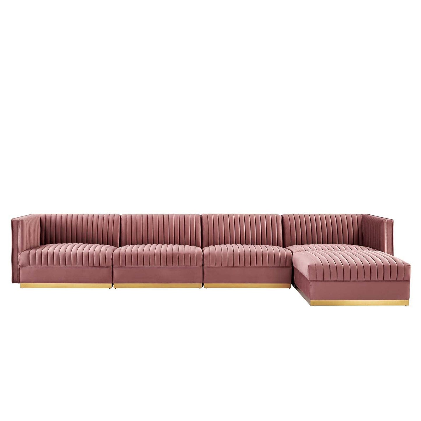 Modway Sanguine Channel Tufted Performance Velvet 5-Piece Modular Sectional Sofa FredCo