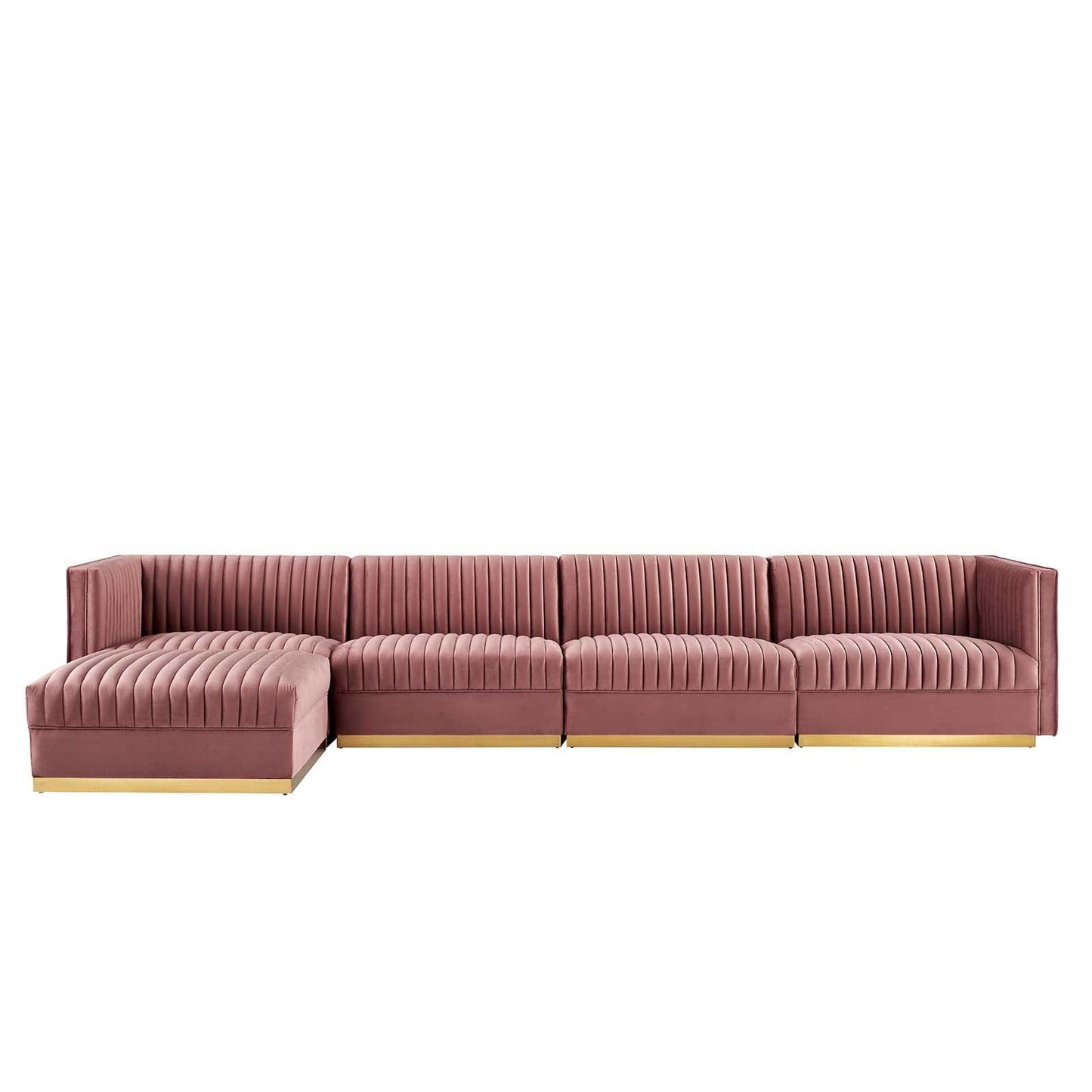 Modway Sanguine Channel Tufted Performance Velvet 5-Piece Modular Sectional Sofa FredCo