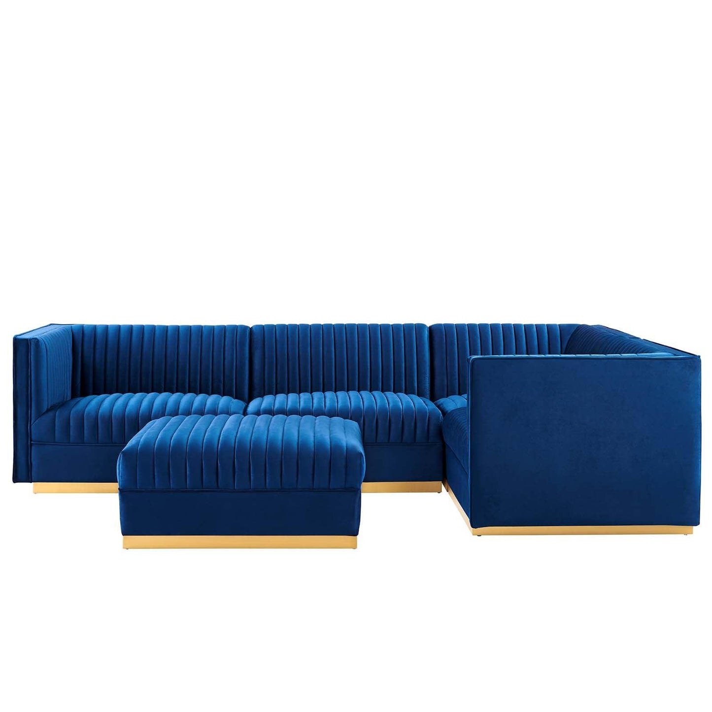 Modway Sanguine Channel Tufted Performance Velvet 5-Piece Right-Facing Modular Sectional Sofa FredCo