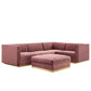 Modway Sanguine Channel Tufted Performance Velvet 5-Piece Right-Facing Modular Sectional Sofa FredCo