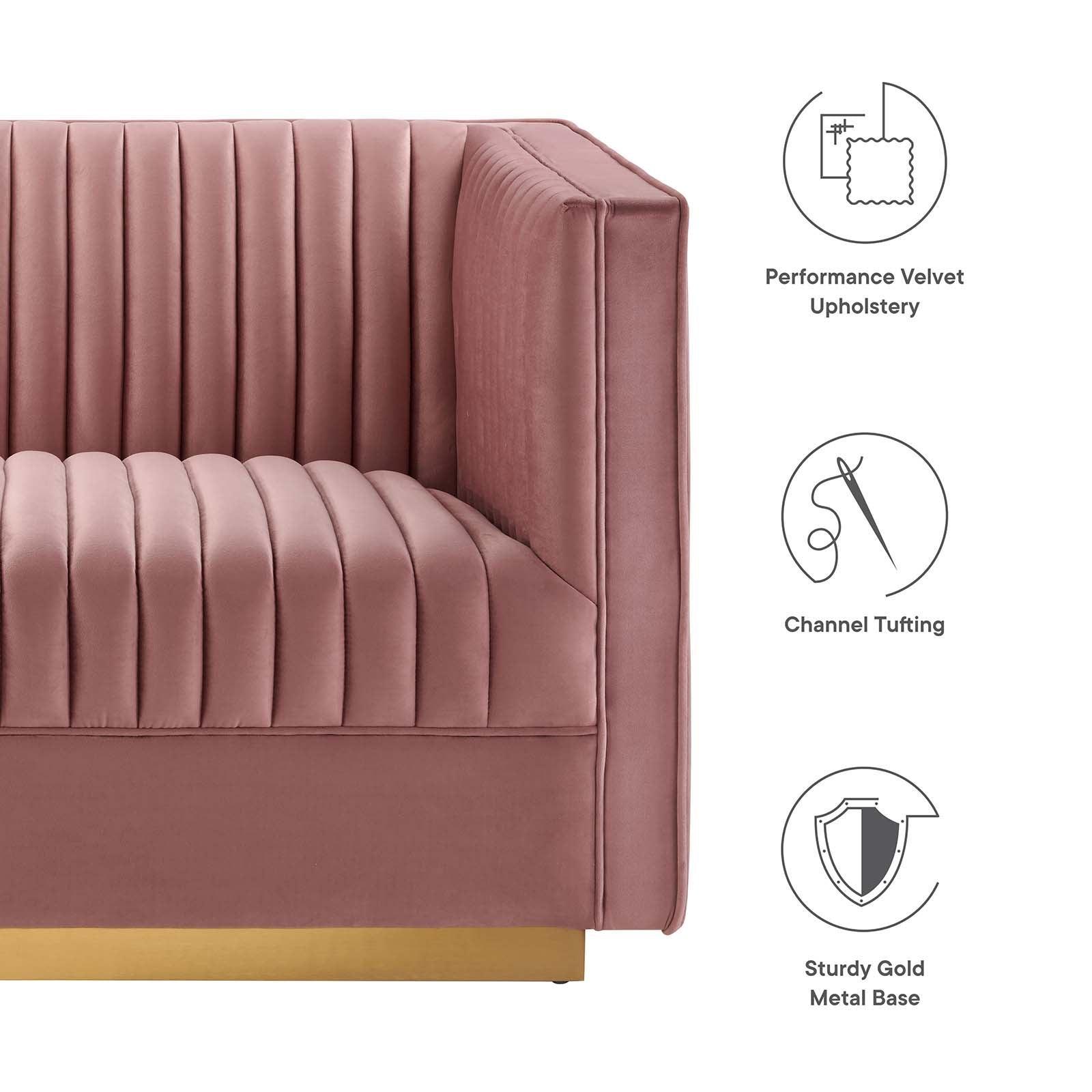 Modway Sanguine Channel Tufted Performance Velvet 5-Piece Right-Facing Modular Sectional Sofa FredCo
