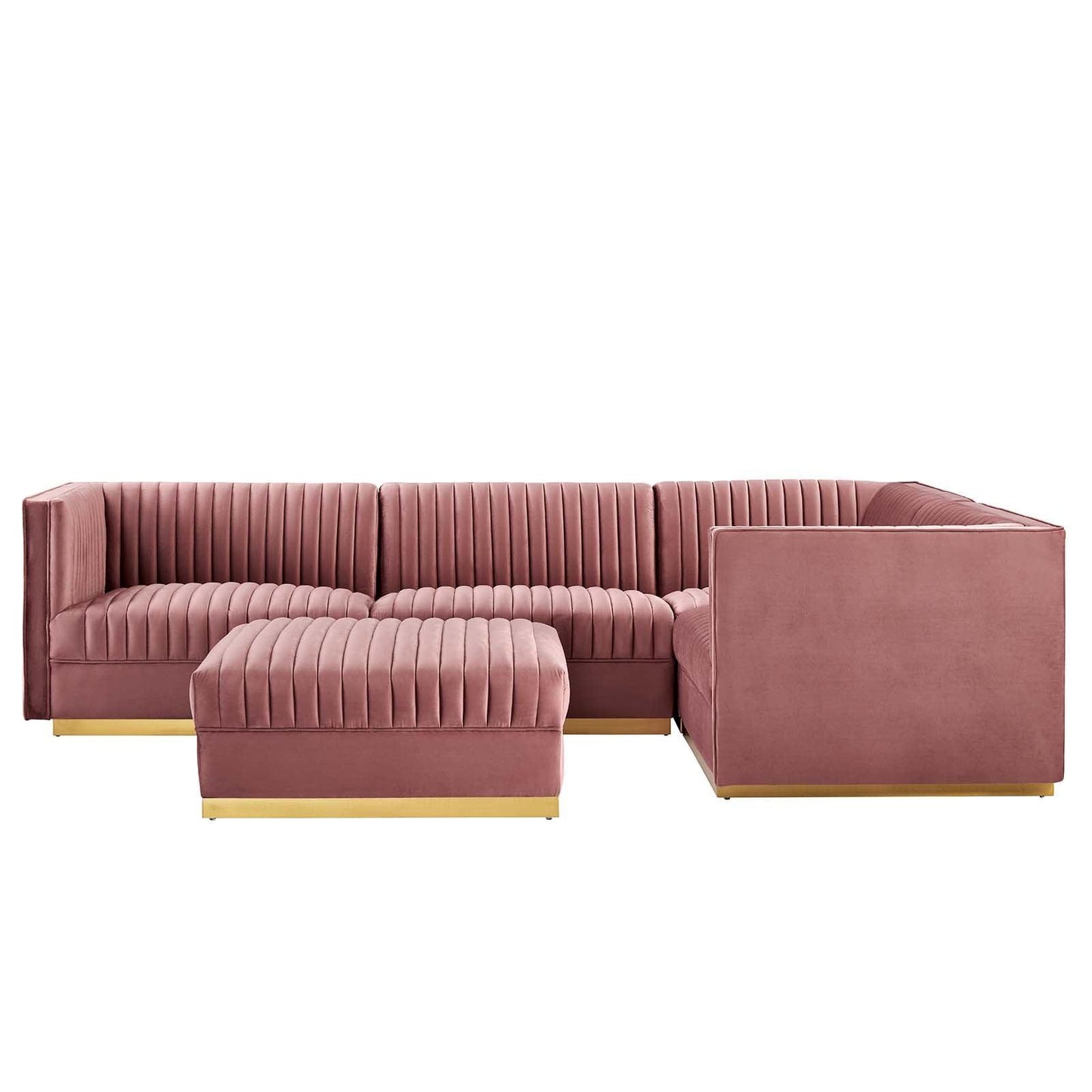 Modway Sanguine Channel Tufted Performance Velvet 5-Piece Right-Facing Modular Sectional Sofa FredCo