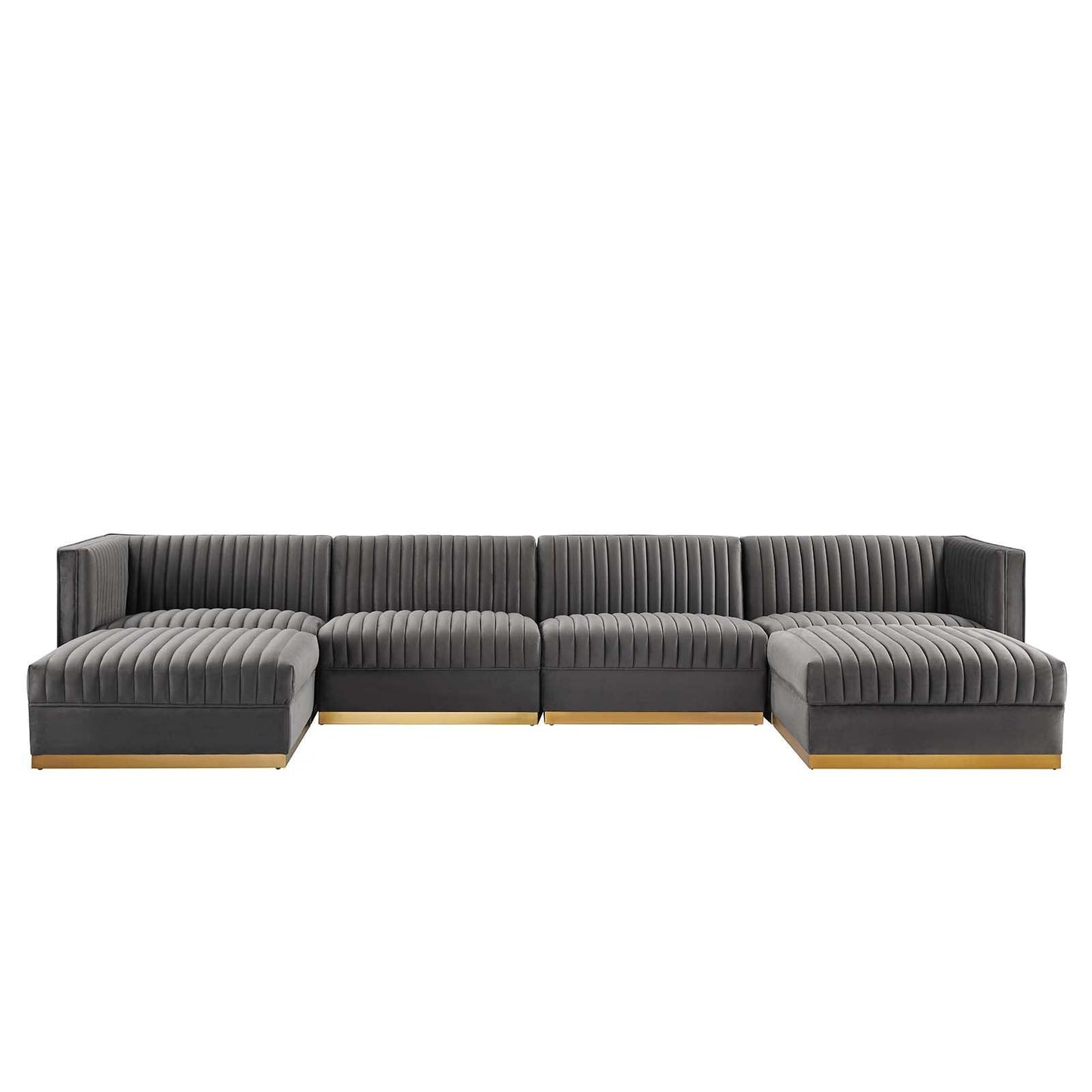 Modway Sanguine Channel Tufted Performance Velvet 6-Piece Modular Sectional Sofa FredCo