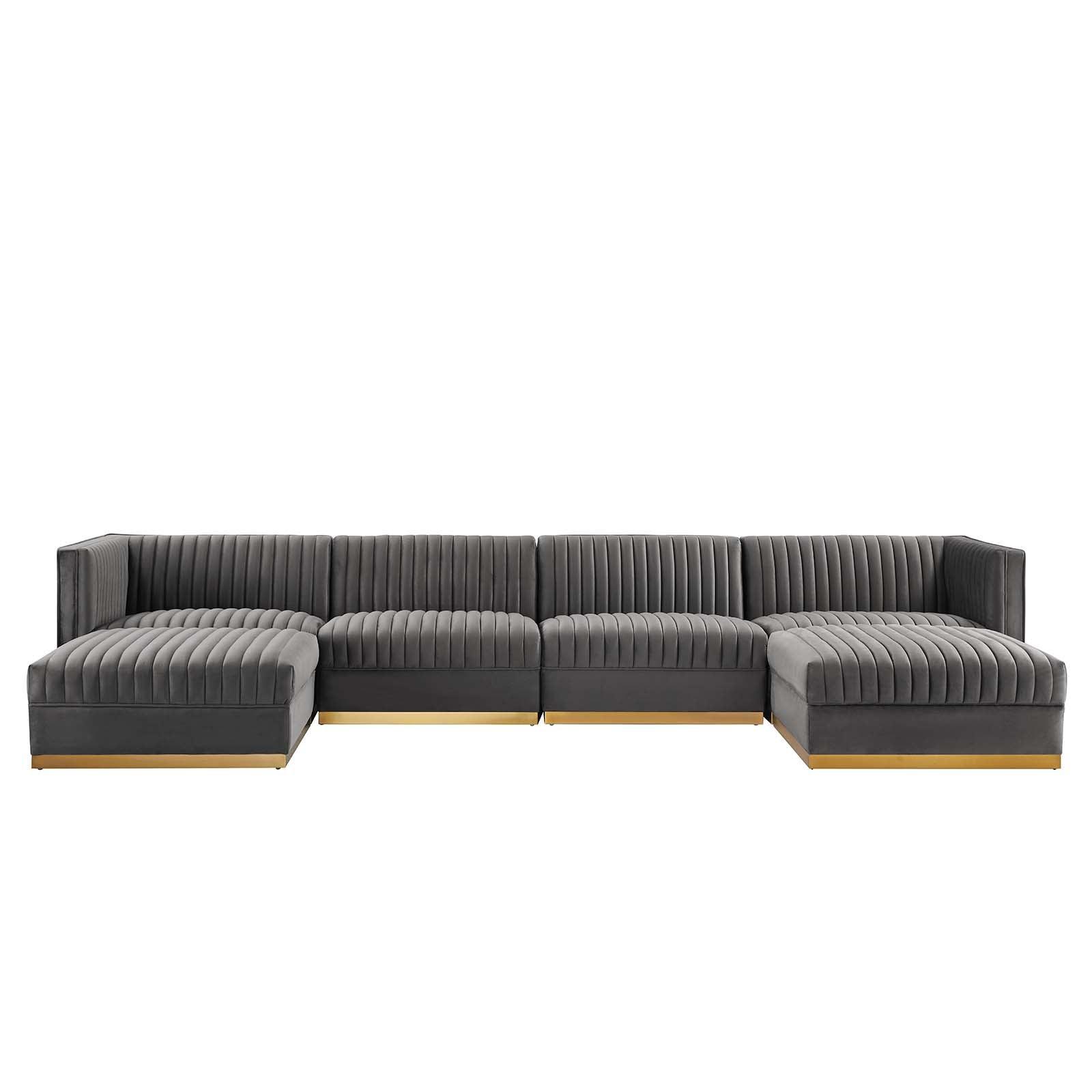Modway Sanguine Channel Tufted Performance Velvet 6-Piece Modular Sectional Sofa FredCo