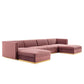 Modway Sanguine Channel Tufted Performance Velvet 6-Piece Modular Sectional Sofa FredCo