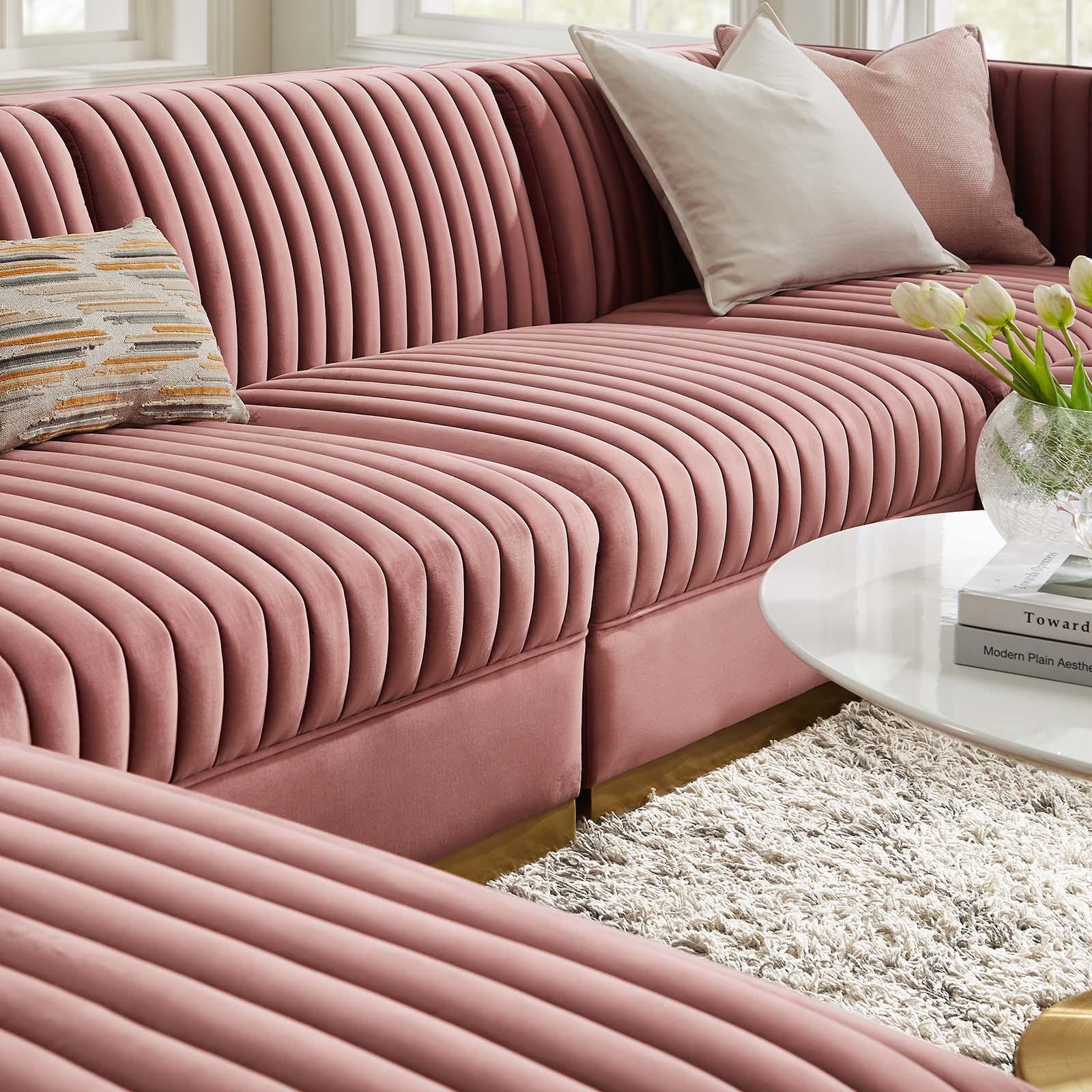 Modway Sanguine Channel Tufted Performance Velvet 6-Piece Modular Sectional Sofa FredCo