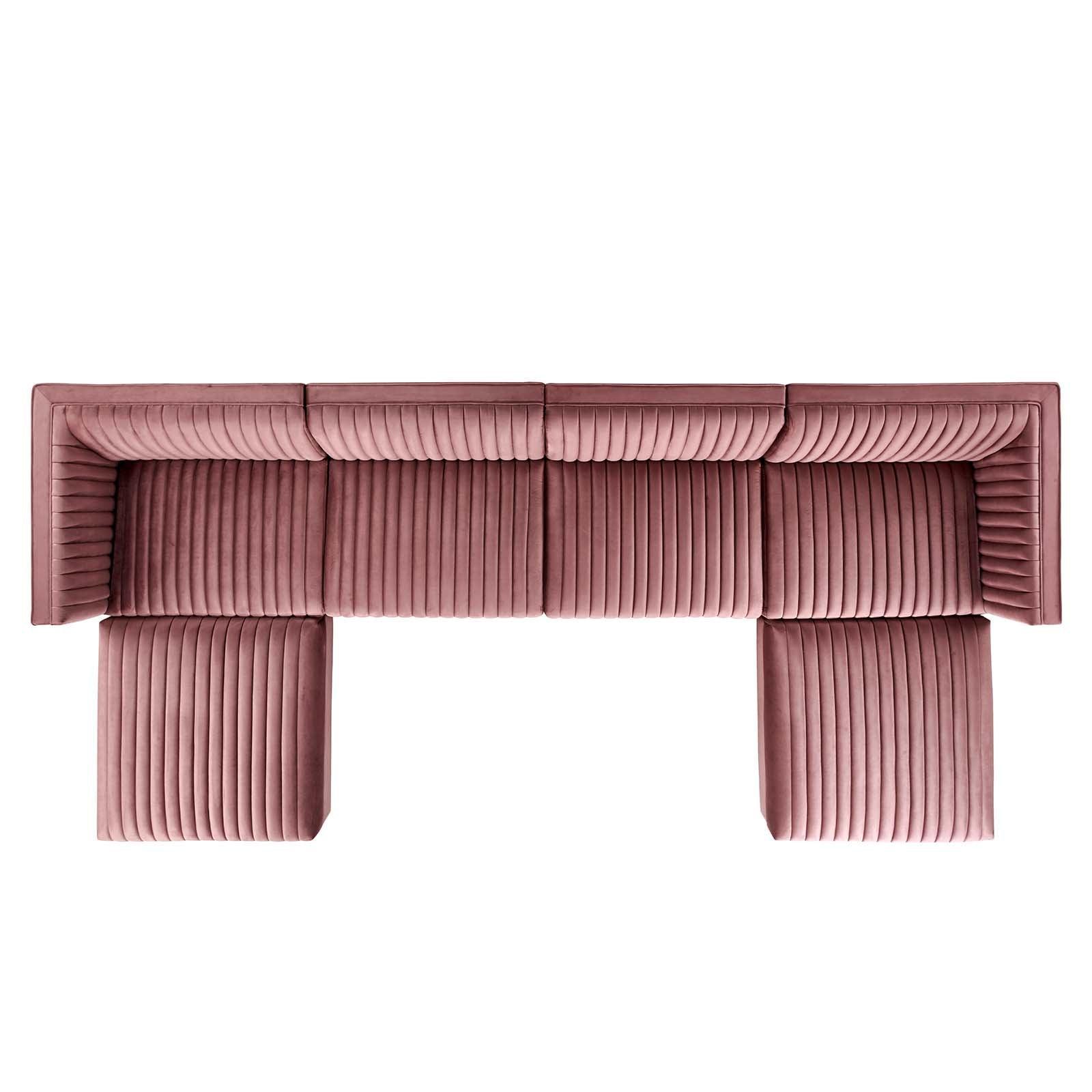 Modway Sanguine Channel Tufted Performance Velvet 6-Piece Modular Sectional Sofa FredCo