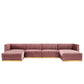 Modway Sanguine Channel Tufted Performance Velvet 6-Piece Modular Sectional Sofa FredCo