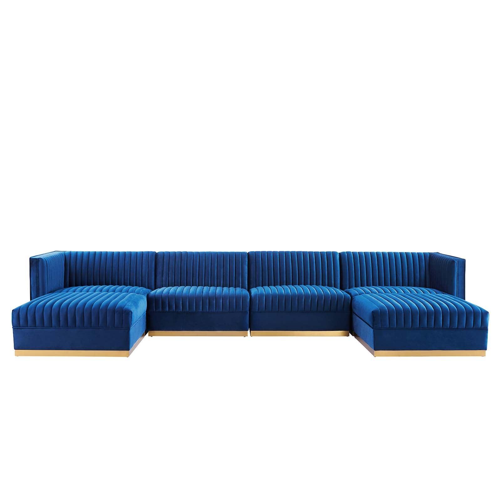Modway Sanguine Channel Tufted Performance Velvet 6-Piece Modular Sectional Sofa FredCo