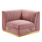 Modway Sanguine Channel Tufted Performance Velvet 7-Piece Left-Facing Modular Sectional Sofa FredCo
