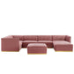 Modway Sanguine Channel Tufted Performance Velvet 7-Piece Left-Facing Modular Sectional Sofa FredCo
