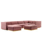 Modway Sanguine Channel Tufted Performance Velvet 7-Piece Right-Facing Modular Sectional Sofa FredCo