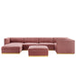Modway Sanguine Channel Tufted Performance Velvet 7-Piece Right-Facing Modular Sectional Sofa FredCo