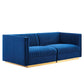 Modway Sanguine Channel Tufted Performance Velvet Modular Sectional Sofa Loveseat FredCo
