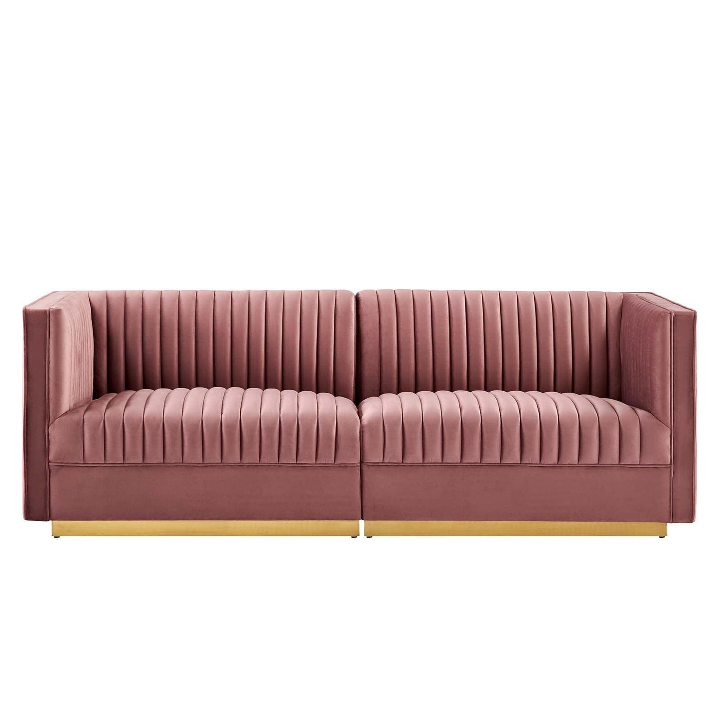 Modway Sanguine Channel Tufted Performance Velvet Modular Sectional Sofa Loveseat FredCo