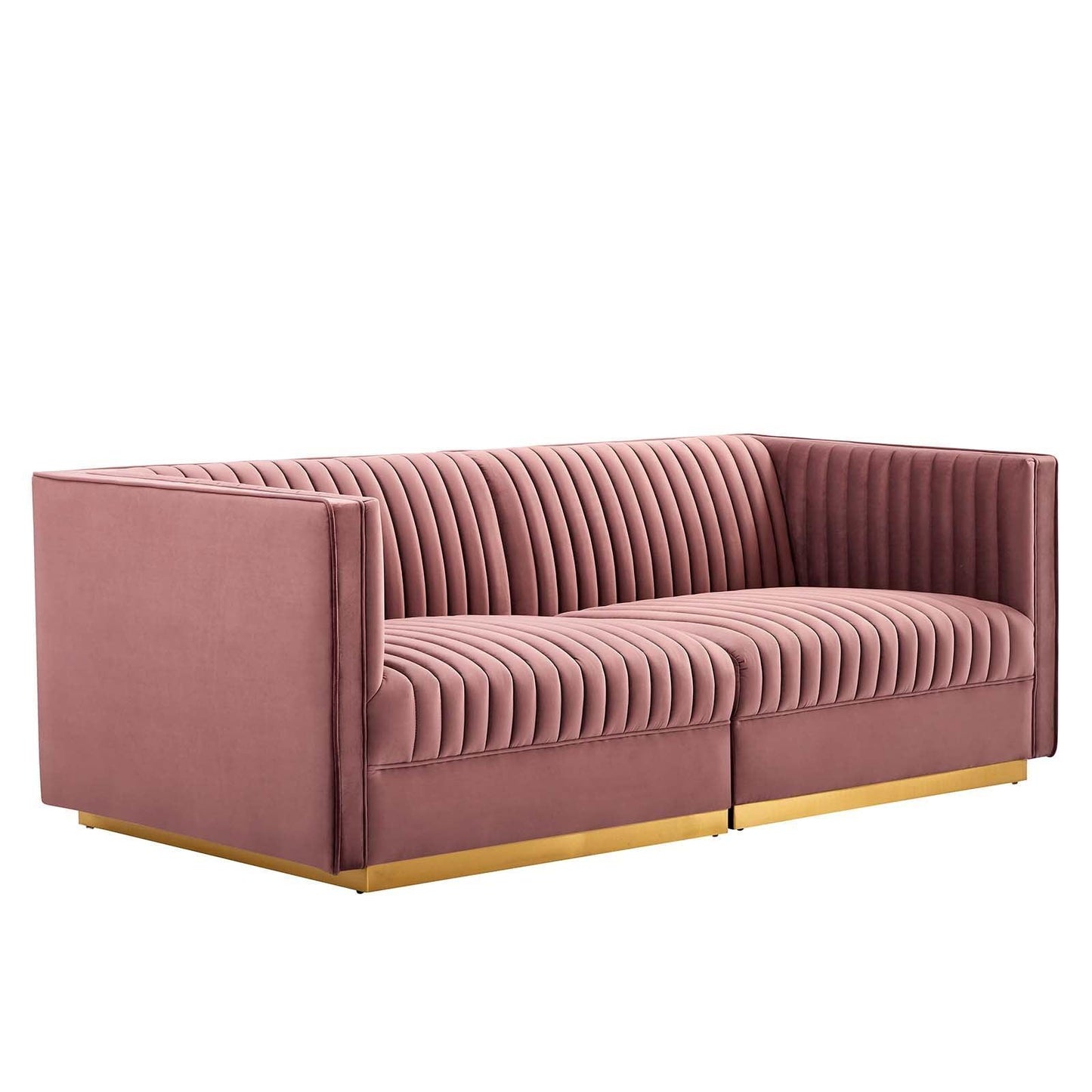 Modway Sanguine Channel Tufted Performance Velvet Modular Sectional Sofa Loveseat FredCo
