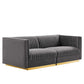 Modway Sanguine Channel Tufted Performance Velvet Modular Sectional Sofa Loveseat FredCo