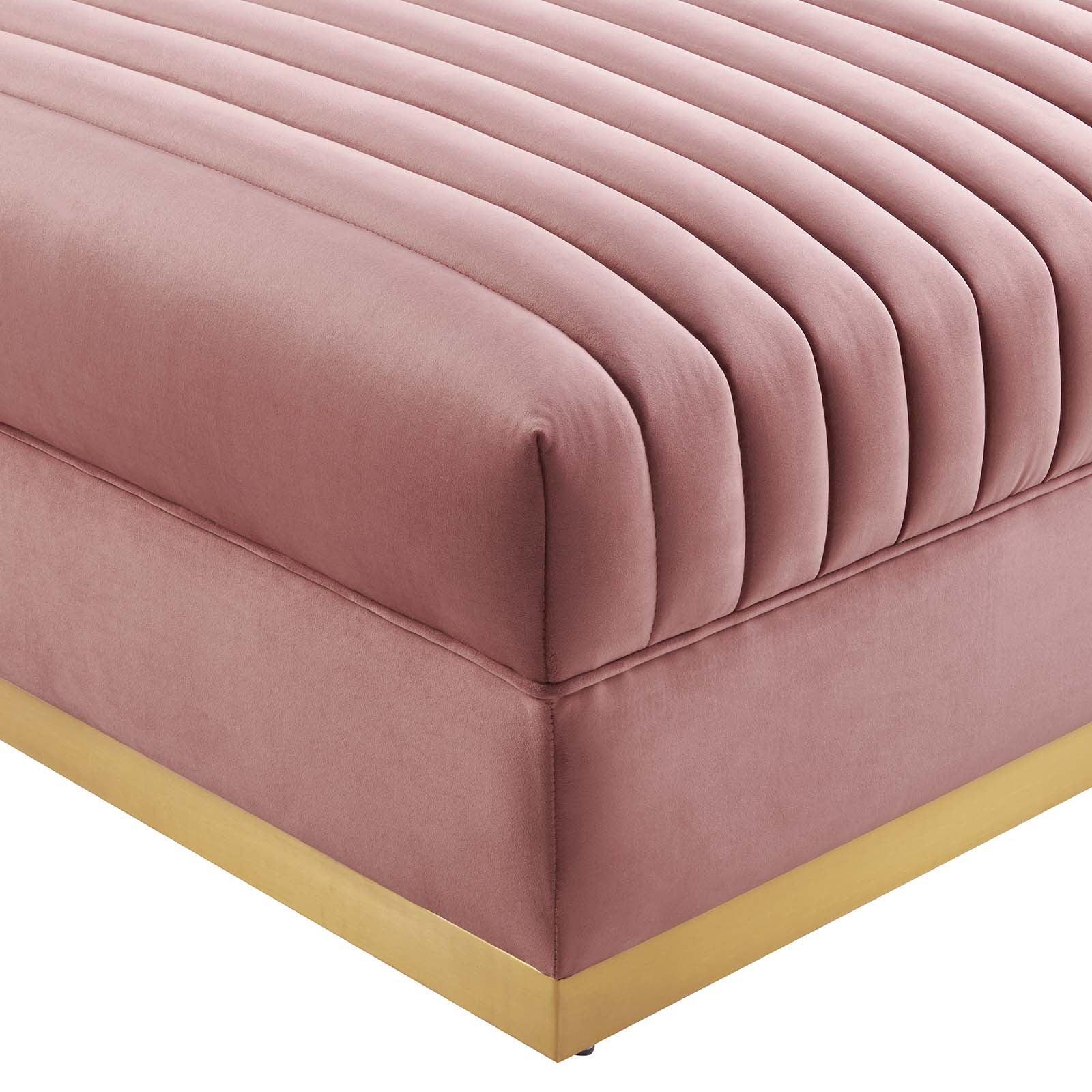 Modway Sanguine Channel Tufted Performance Velvet Modular Sectional Sofa Ottoman FredCo