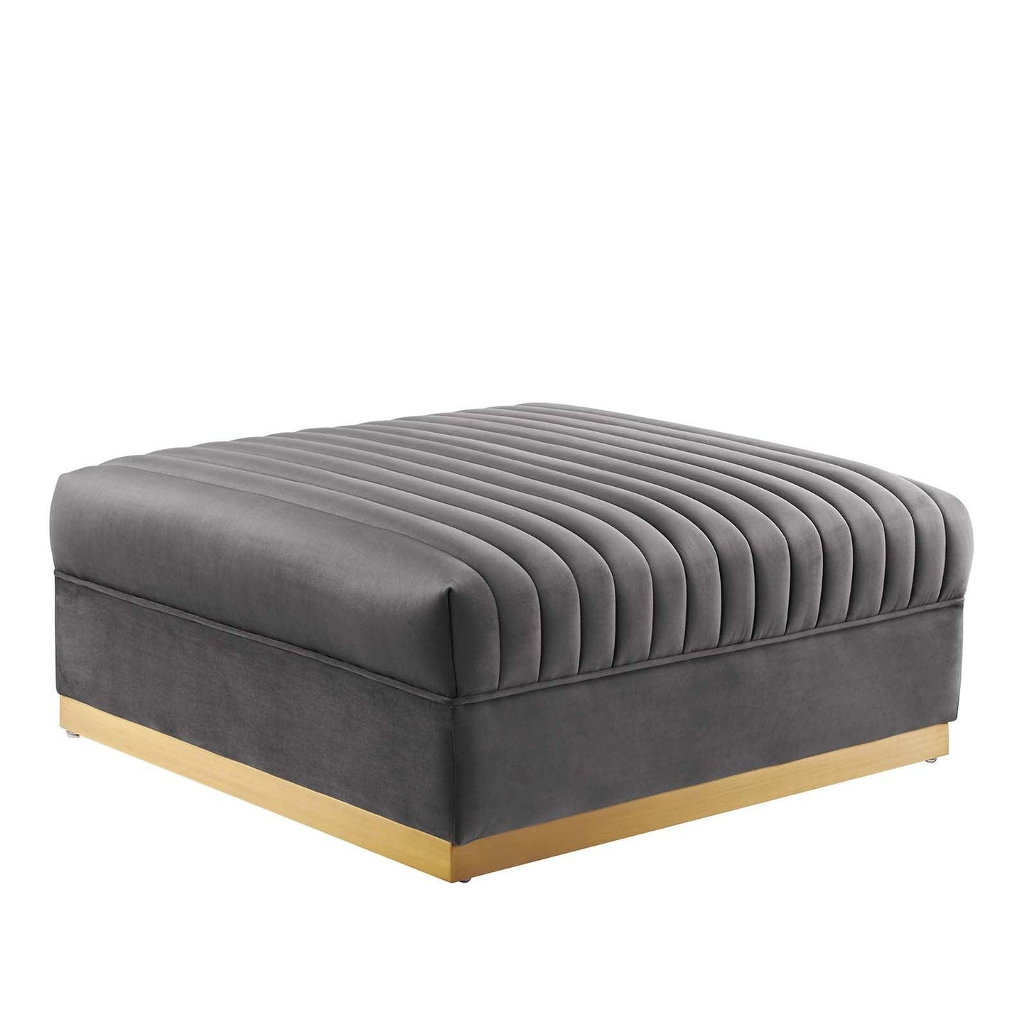 Modway Sanguine Channel Tufted Performance Velvet Modular Sectional Sofa Ottoman FredCo